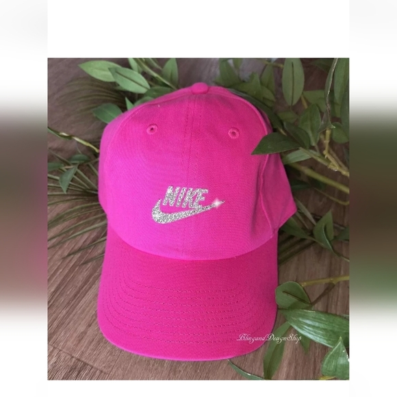 Pink Nike Hat H86 Cotton Adjustable Cap made with Swarovski Crystals NWT - Picture 5 of 6